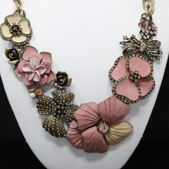 Vintage Ciner for Joan Rivers Pink Enamel Necklace, Classic Collection, 1990s - Picture 2 of 10